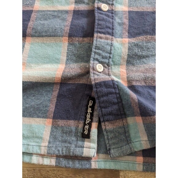 QUIKSILVER Plaid Flannel Shirt Men's XL Blue Pink Navy 90s Skate Grunge Y2k Surf - Picture 8 of 10
